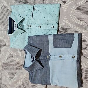 Boy's Blue Button Down Shirts, Lot Of 2